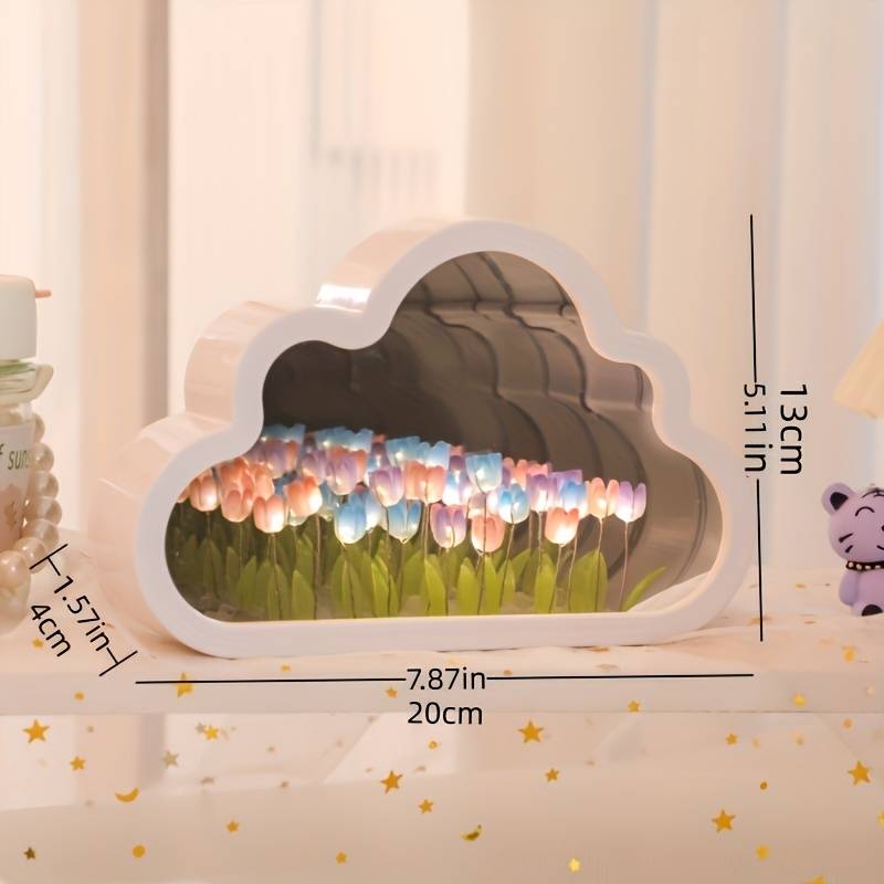 Lampka Nocna Cloud Tulip – Nastrojowe Światło Tulipanowe do Pokoju Dziecięcego i Salonu, Kojąca Dekoracja LED