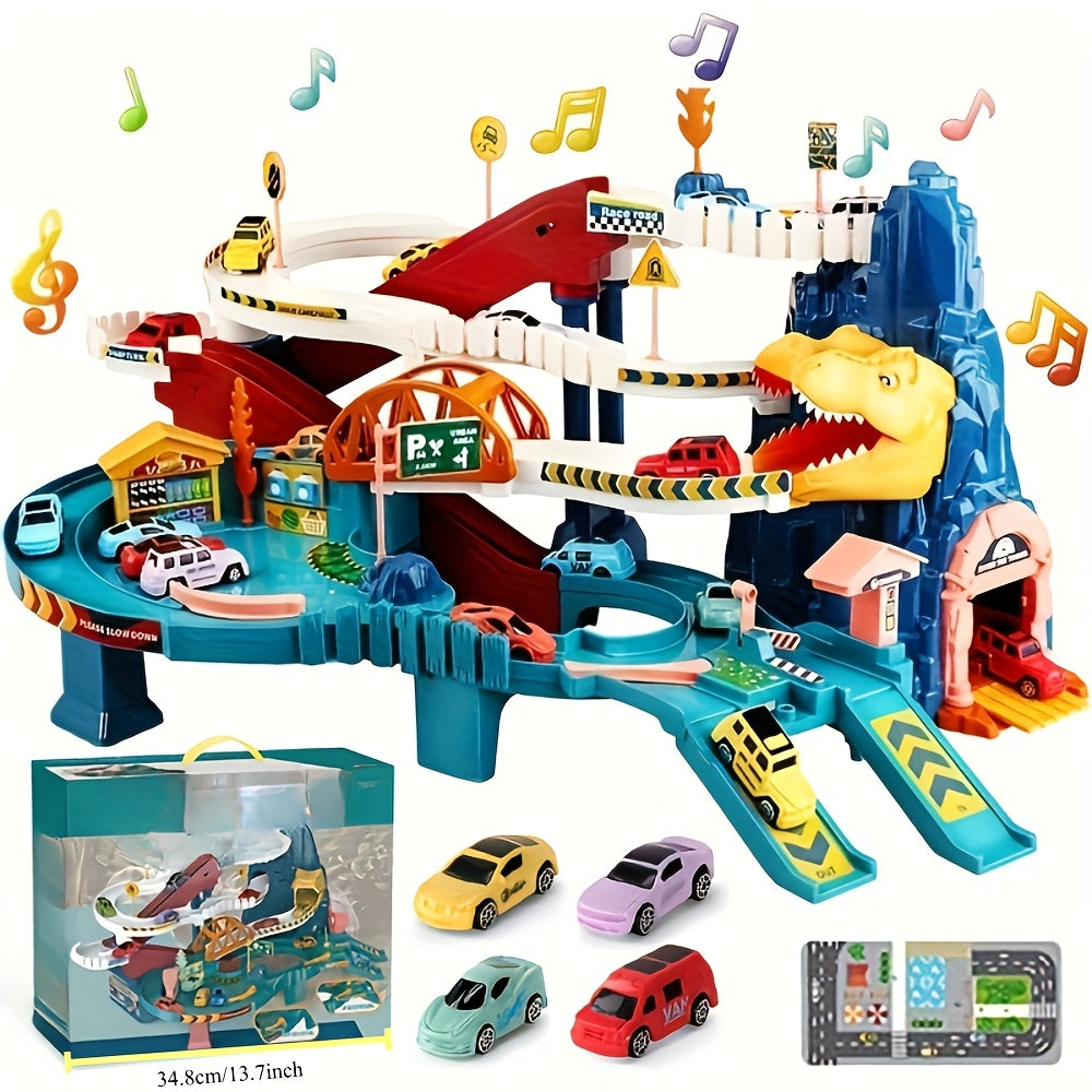 Jurassic Tracks Adventure Set – Tor Wyścigowy z Dinozaurami dla Dzieci 3-6 Lat