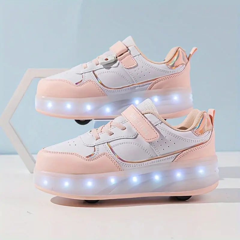 GliderZoom Sneakersy Dziecięce – LED Światełka i Wysuwane Kółka dla Aktywnej Zabawy na Świeżym Powietrzu