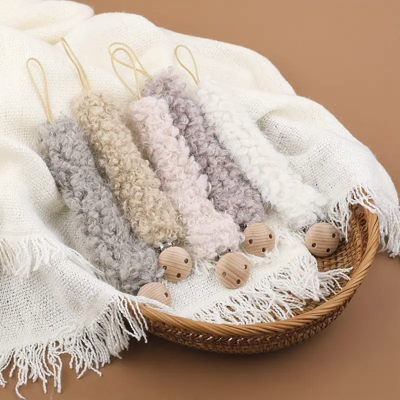 Cozy Teddy Łańcuszek do Smoczka – Bezpieczny, Pluszowy Uchwyt na Smoczek z Drewnianym Klipsem dla Maluchów