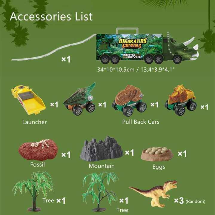 DinoHaul Ciężarówka Transportowa dla Dzieci – Interaktywny Zestaw do Zabawy ze Światłem, Dźwiękiem i Mini Dinozaurami