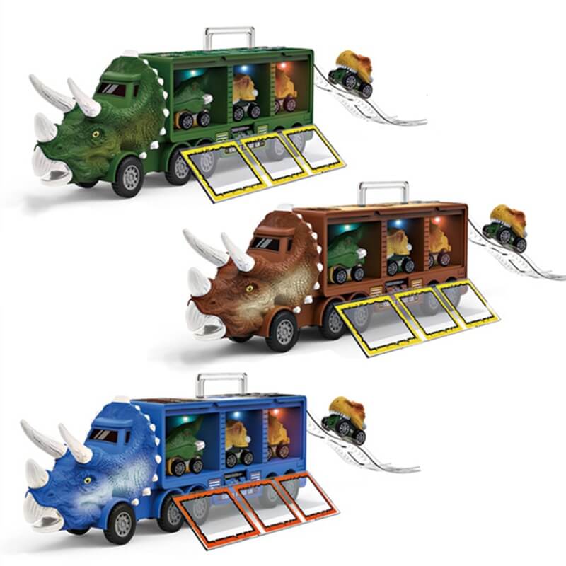 DinoHaul Ciężarówka Transportowa dla Dzieci – Interaktywny Zestaw do Zabawy ze Światłem, Dźwiękiem i Mini Dinozaurami