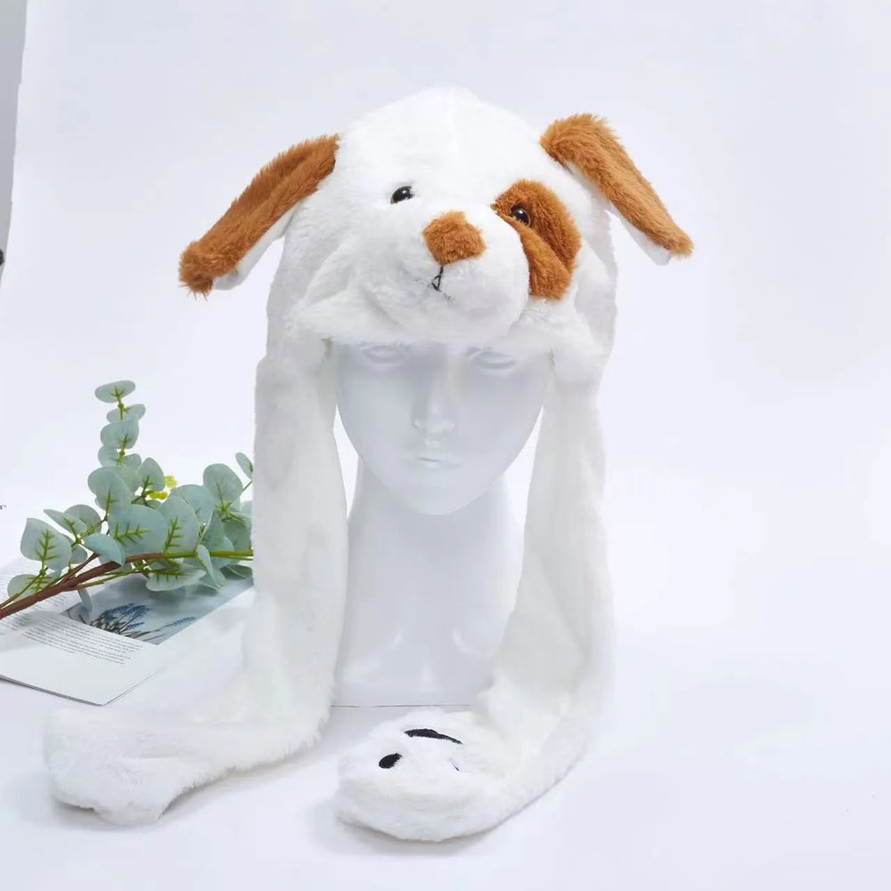 Interaktywna Czapka z Ruchomymi Uszami – Miękka Pluszowa Czapka Zimowa dla Dzieci i Dorosłych | Idealna na Cosplay, Imprezę i Prezent