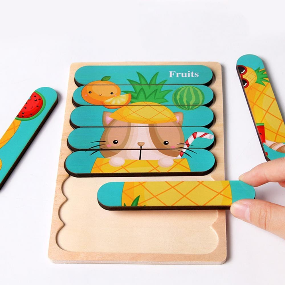 Drewniane Puzzle 3D ze Zwierzętami dla Dzieci – Dwustronna Edukacyjna Zabawka Rozwijająca Motorykę i Funkcje Poznawcze (3+)