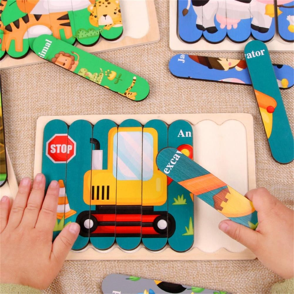 Drewniane Puzzle 3D ze Zwierzętami dla Dzieci – Dwustronna Edukacyjna Zabawka Rozwijająca Motorykę i Funkcje Poznawcze (3+)