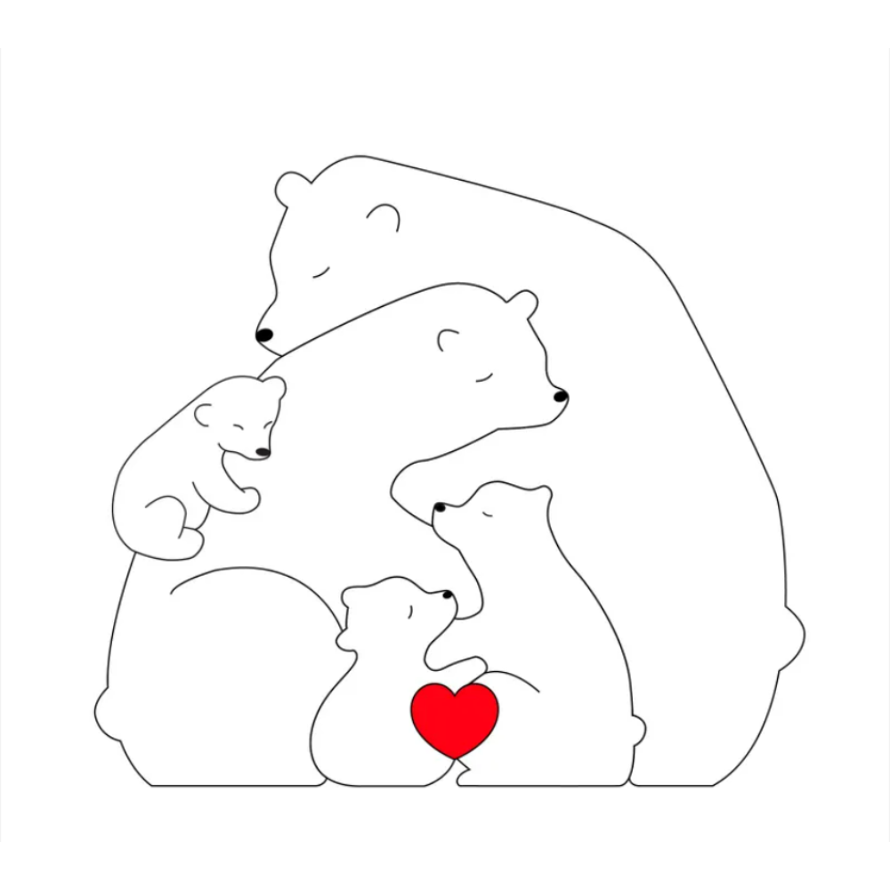 Spersonalizowana Puzzle Rodzinna – Drewniane Niedźwiadki z Imieniem (Prezent)