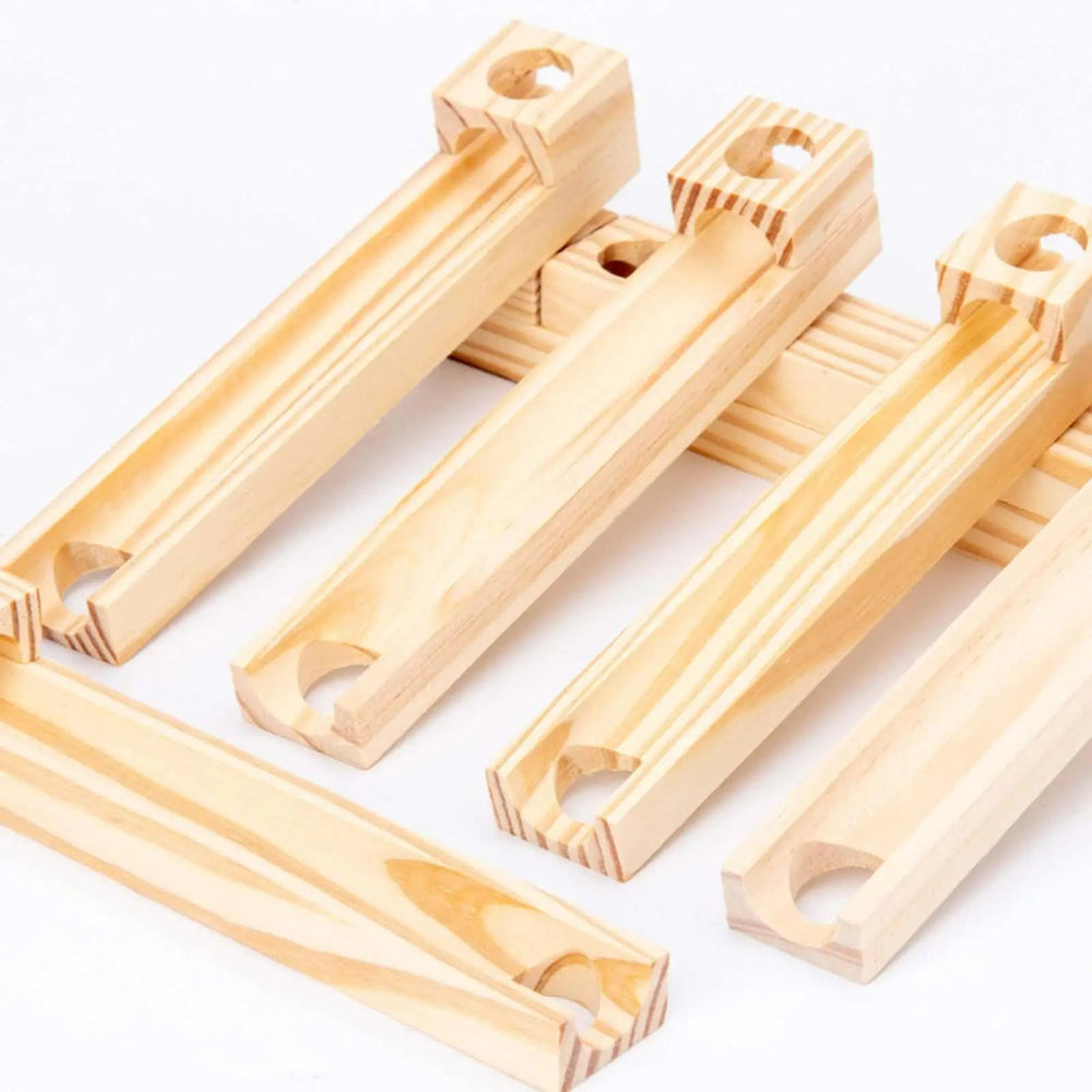Drewniany Tor Kulkowy Zestaw Konstrukcyjny dla Dzieci – TimberTrail Marble Works Zabawka Edukacyjna 3+