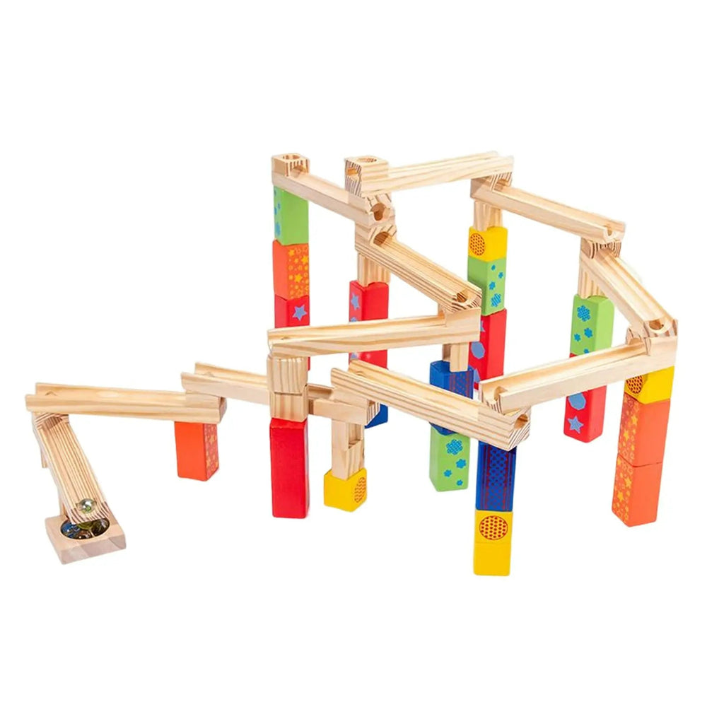 Drewniany Tor Kulkowy Zestaw Konstrukcyjny dla Dzieci – TimberTrail Marble Works Zabawka Edukacyjna 3+