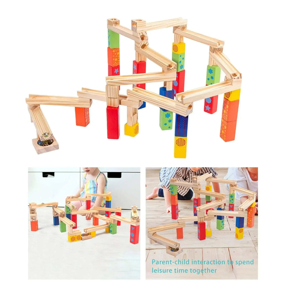 Drewniany Tor Kulkowy Zestaw Konstrukcyjny dla Dzieci – TimberTrail Marble Works Zabawka Edukacyjna 3+