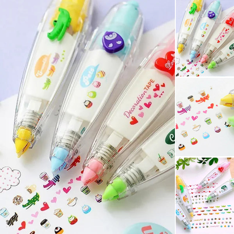 Dekoracyjny Długopis z Taśmą Kreskówkową – Idealny do Bullet Journali, Planerów i Kreatywnych Projektów
