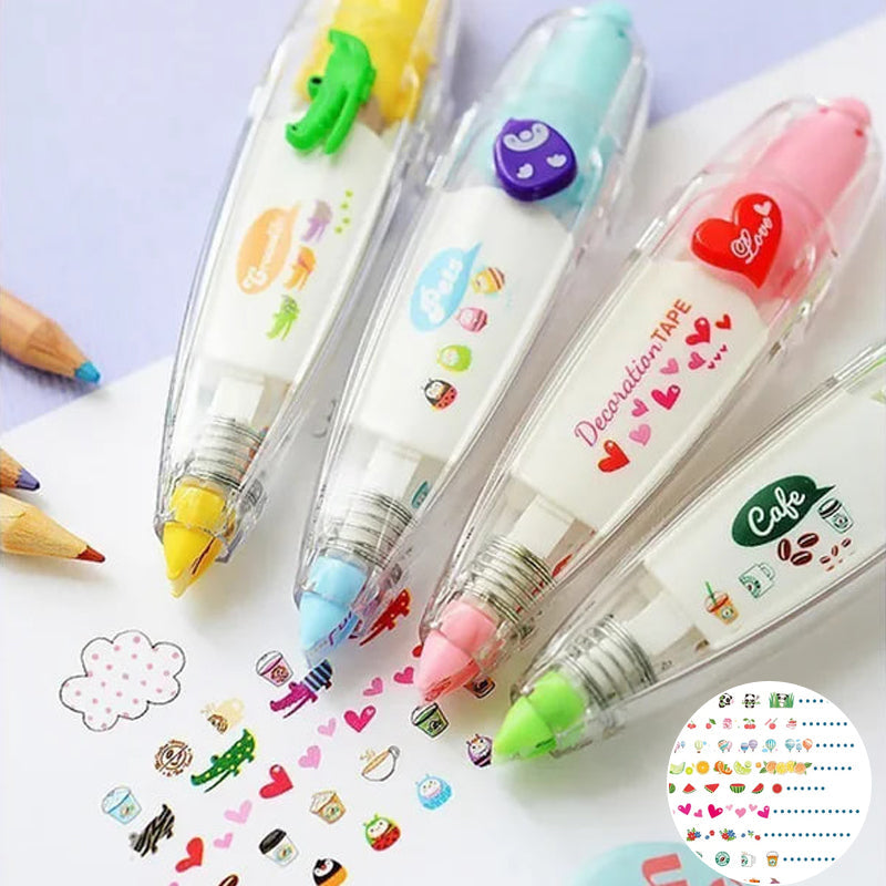 Dekoracyjny Długopis z Taśmą Kreskówkową – Idealny do Bullet Journali, Planerów i Kreatywnych Projektów