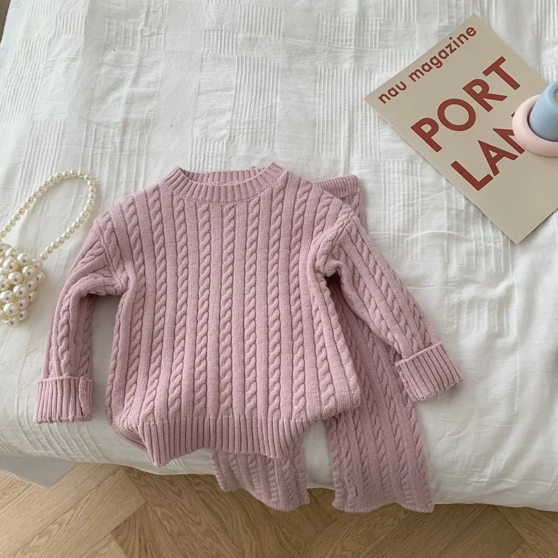 TinyCharm Dzianinowy Komplet Sweter i Spodnie dla Dzieci