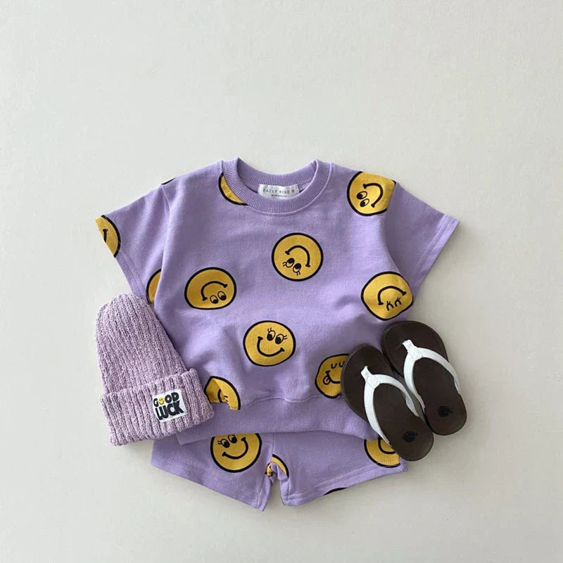 Wygodny Dziecięcy Zestaw Smiley – Miękki, Oddychający i Unisex Strój 0-5 Lat