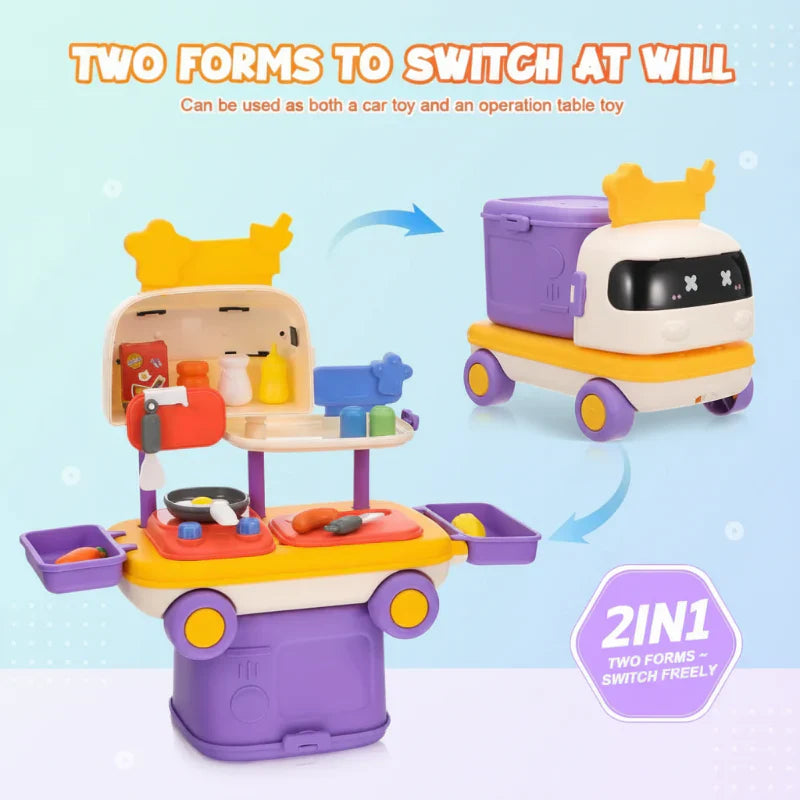ChefMobile Kuchnia Zabawkowa Auto – 2w1 Zestaw do Zabawy w Odgrywanie Ról dla Dzieci 3+