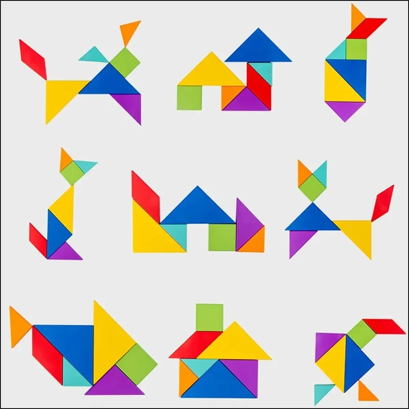 LogicCraft – Edukacyjne Drewniane Puzzle Tangram dla Dzieci