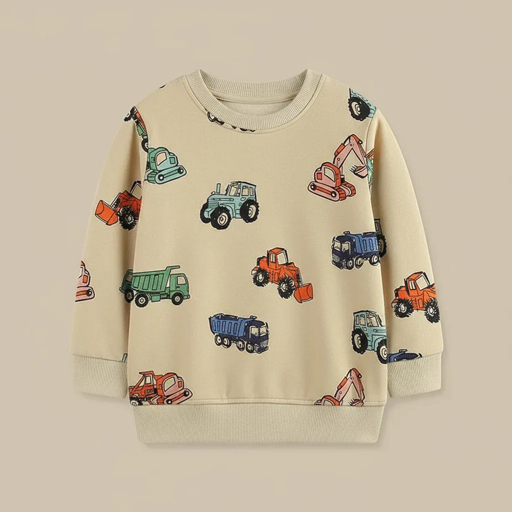 Kiddaroo RoadRover Bluza Dziecięca – Miękka Bawełniana Bluza z Nadrukiem Pojazdów dla Chłopców i Dziewczynek
