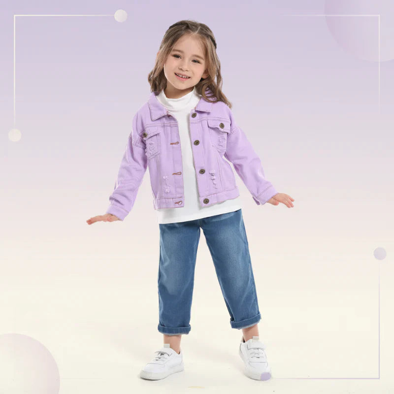 Dziecięca Kurtka Jeansowa Candy Color – Lekka Kurtka Denim | 6-12M-7L