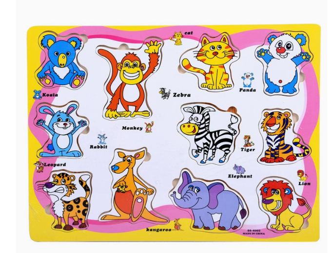 Drewniane Puzzle dla Dzieci – Edukacyjne Układanki (6w1, 3+)