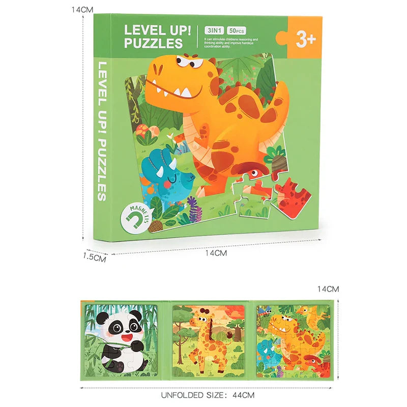 PuzzleVoy Magnetyczna Książka z Puzzlami – Edukacyjna Gra Puzzlowa w Podróży dla Dzieci