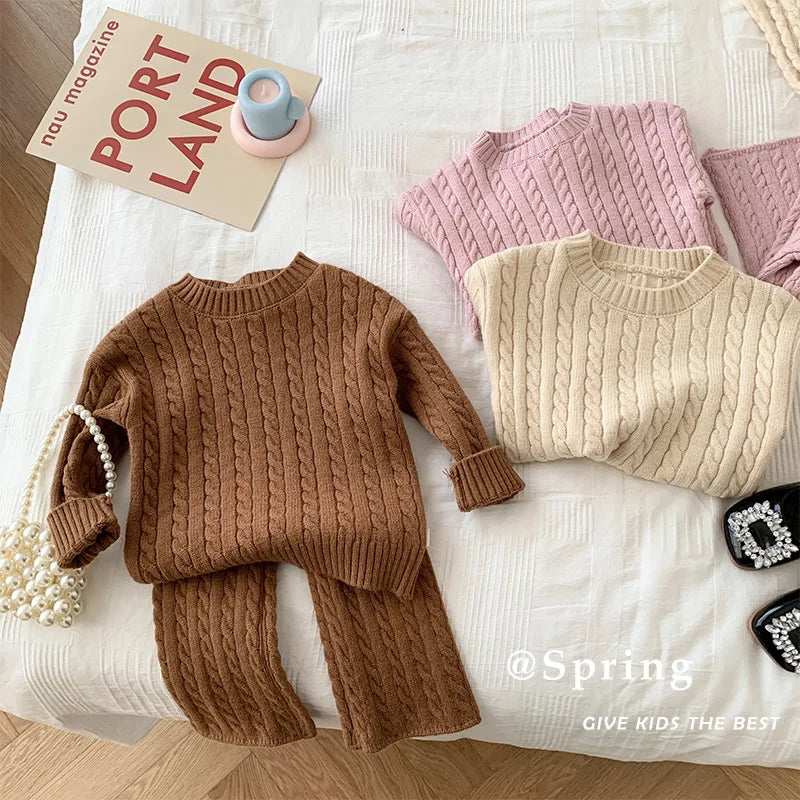 TinyCharm Dzianinowy Komplet Sweter i Spodnie dla Dzieci