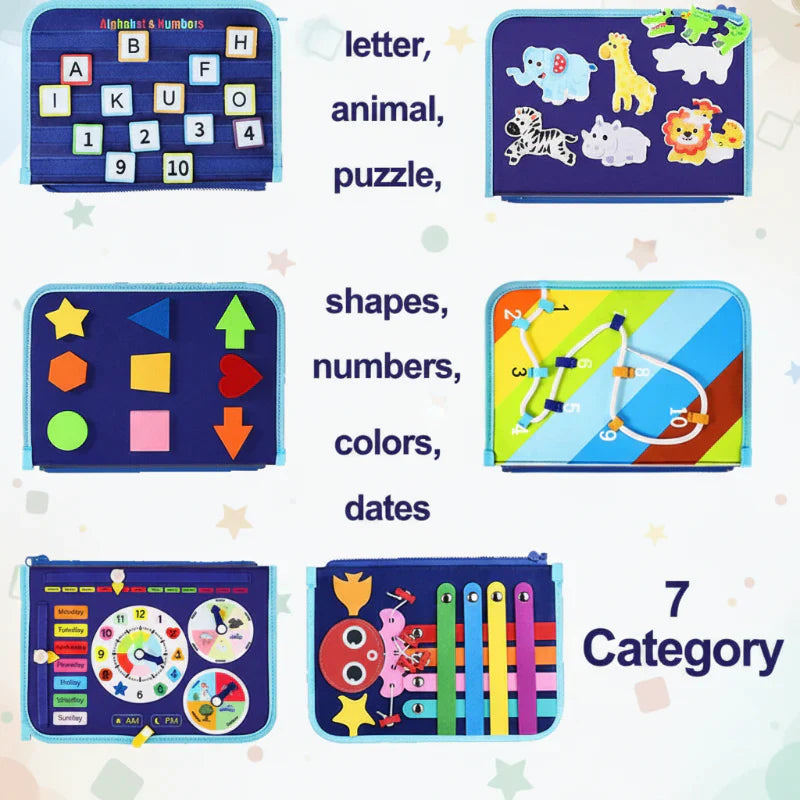 Busy Board Montessori – Tablica Edukacyjna dla Maluchów 7 w 1