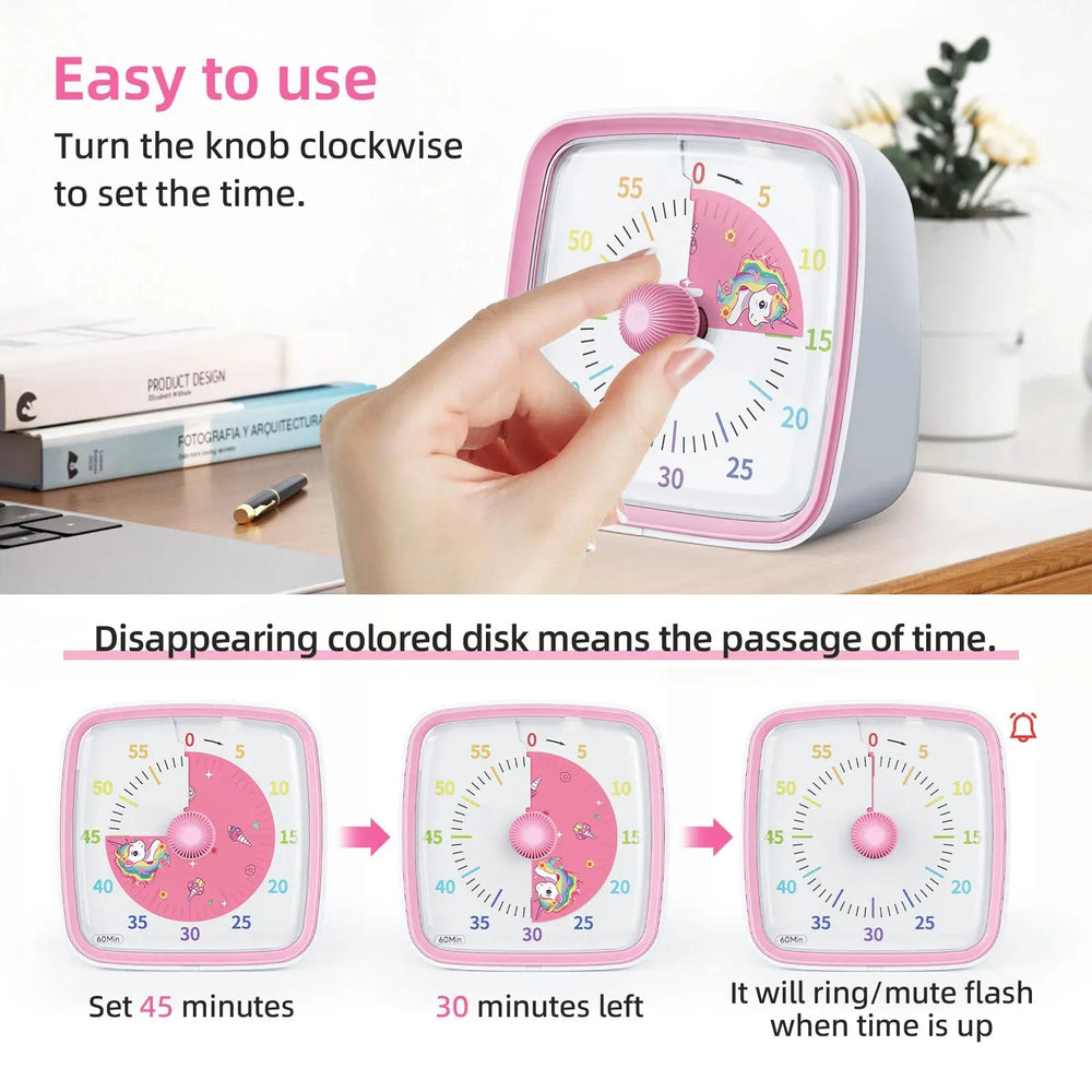 Calmero FocusFlow TimeLight – Cichy Wizualny Timer z Lampką Nocną do Odrabiania Lekcji i Koncentracji