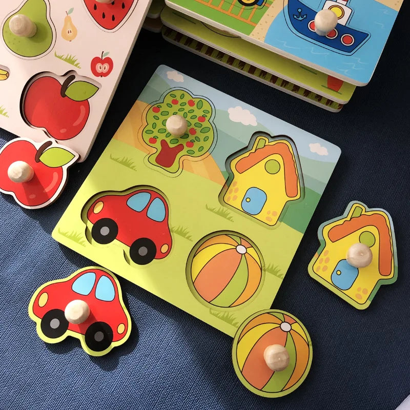 Drewniane Puzzle Owoce dla Maluchów – Zabawka Edukacyjna