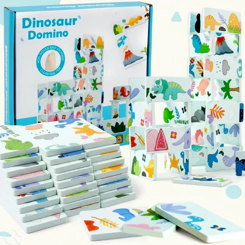 Buildaroo DinoStack – Drewniana Gra Konstrukcyjna Montessori z Dinozaurami | Kreatywna i Edukacyjna Zabawka
