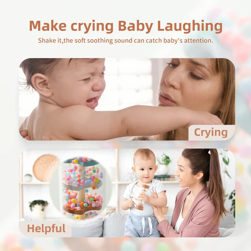 Nobira Baby LumiDrip Pałeczka Dźwiękowa – Drewniana Sensoryczna Zabawka dla Niemowląt z Dźwiękiem Deszczu i Kolorami
