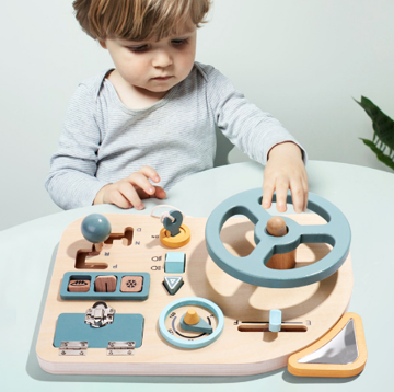 Drewniana Kierownica Zabawka dla Dzieci – Dashboard Montessori 3+