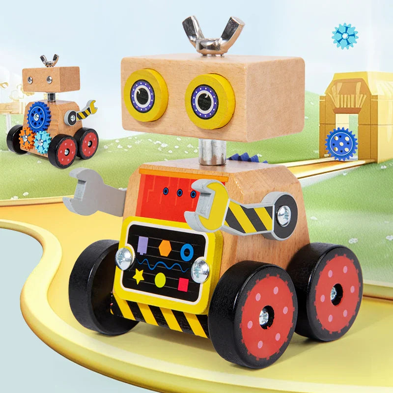 BuildBot Drewniana Zabawka Konstrukcyjna – Edukacyjna Zabawka do Budowania dla Dzieci 3+ | Kreatywność i Motoryka