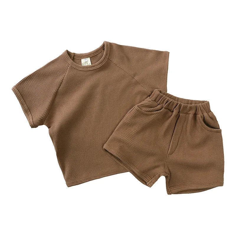 SunnySprout Ribbed Set – Oddychający Bawełniany Letni Komplet dla Aktywnych Niemowląt i Maluchów 0-9 L