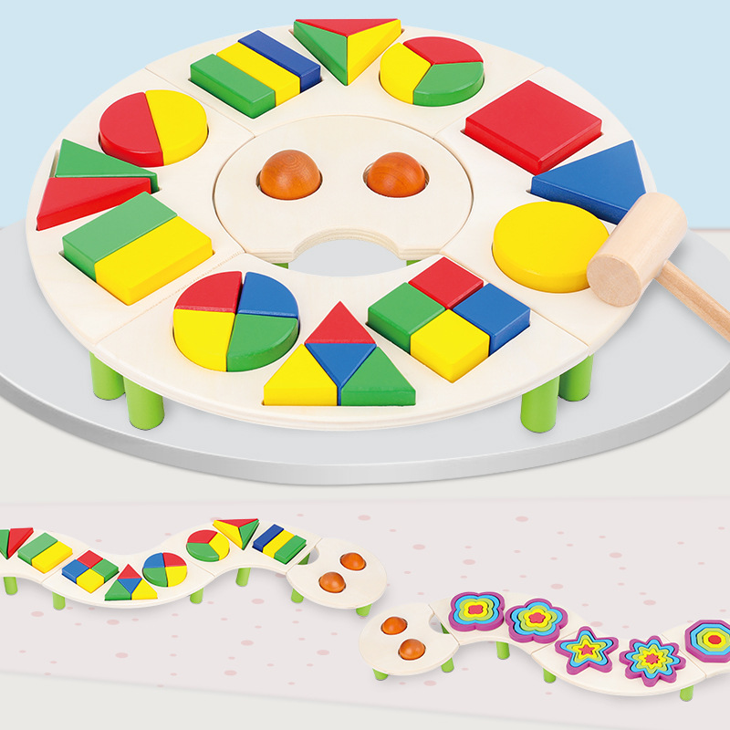 Drewniane Puzzle Kształtów dla Maluchów – Kolorowa Zabawka Edukacyjna Rozwijająca Motorykę (18m+)
