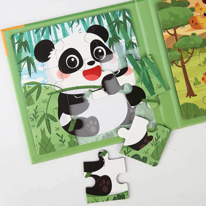 PuzzleVoy Magnetyczna Książka z Puzzlami – Edukacyjna Gra Puzzlowa w Podróży dla Dzieci