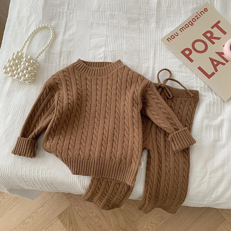 TinyCharm Dzianinowy Komplet Sweter i Spodnie dla Dzieci