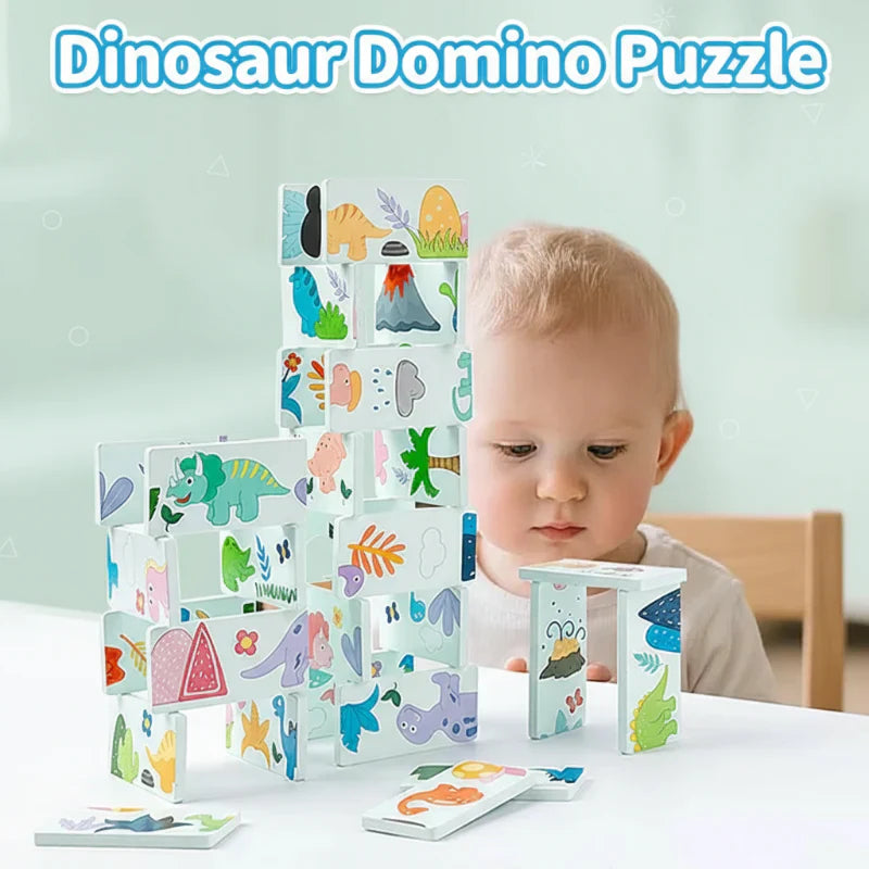 Buildaroo DinoStack – Drewniana Gra Konstrukcyjna Montessori z Dinozaurami | Kreatywna i Edukacyjna Zabawka