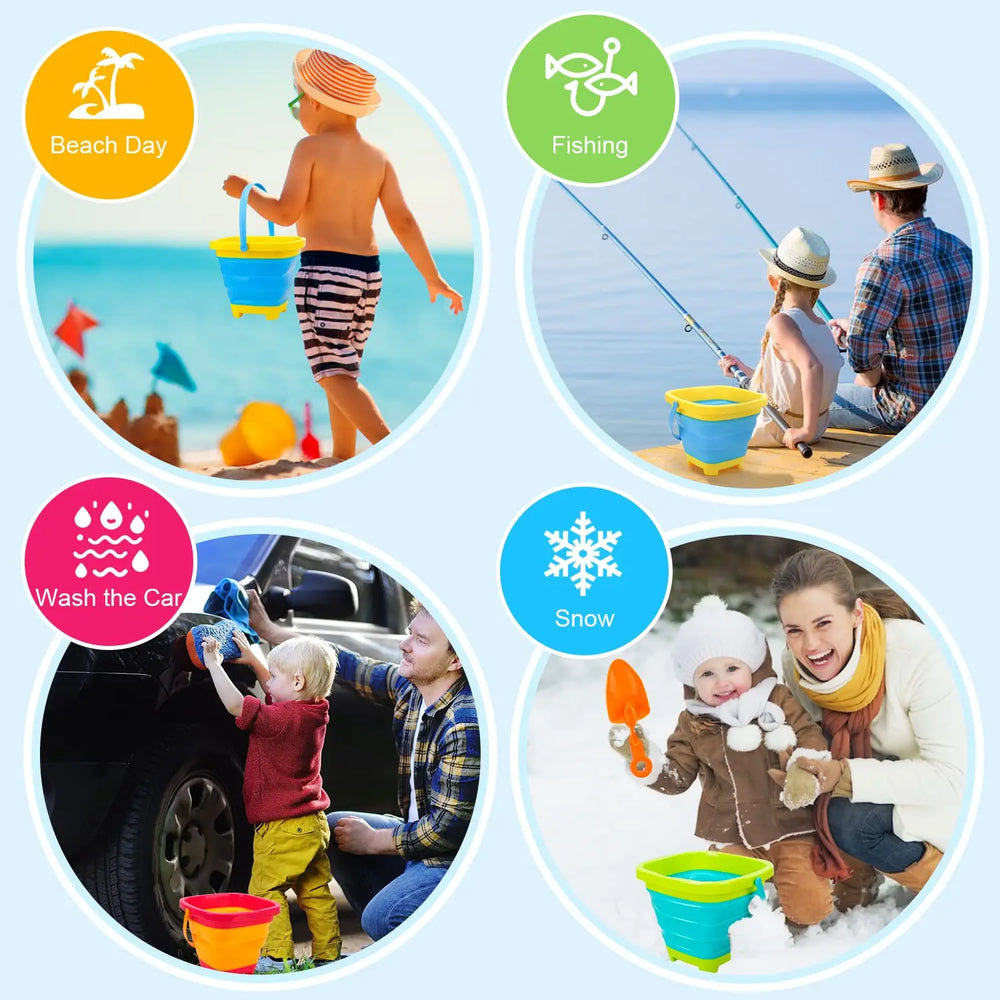 SandEase Składane Wiaderko Plażowe - Kompaktowe, Lekkie i Idealne na Plażę i Wakacje