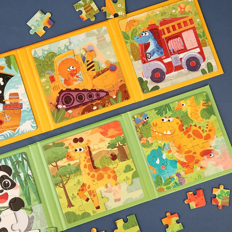 PuzzleVoy Magnetyczna Książka z Puzzlami – Edukacyjna Gra Puzzlowa w Podróży dla Dzieci