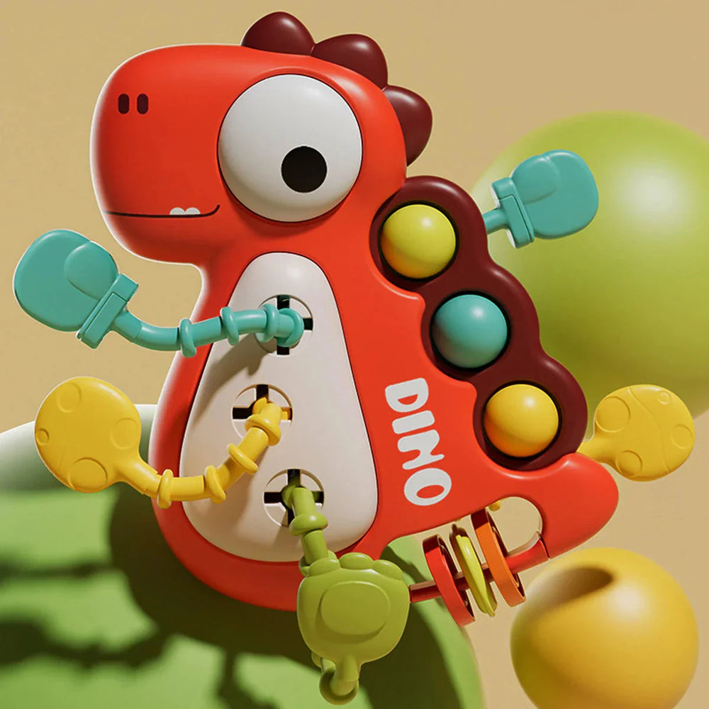 DinoGrip – Sensoryczna Zabawka do Ciągnięcia – Dinozaur Gryzak dla Niemowląt