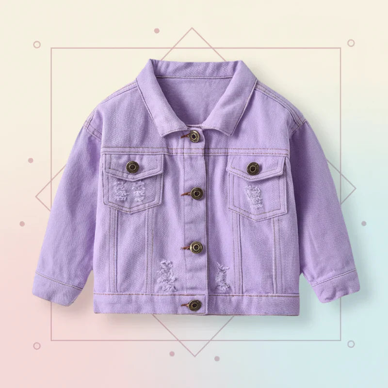 Dziecięca Kurtka Jeansowa Candy Color – Lekka Kurtka Denim | 6-12M-7L
