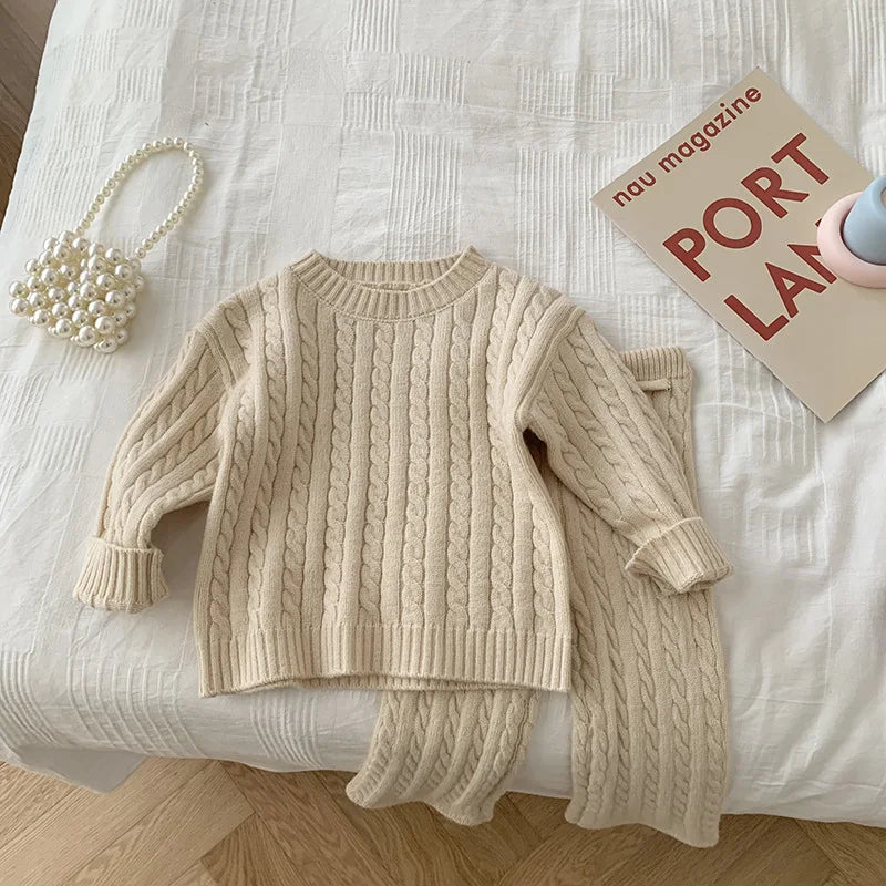 TinyCharm Dzianinowy Komplet Sweter i Spodnie dla Dzieci