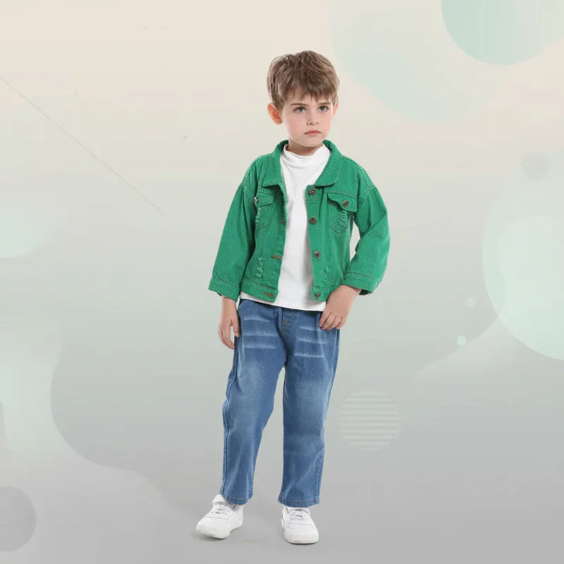Dziecięca Kurtka Jeansowa Candy Color – Lekka Kurtka Denim | 6-12M-7L