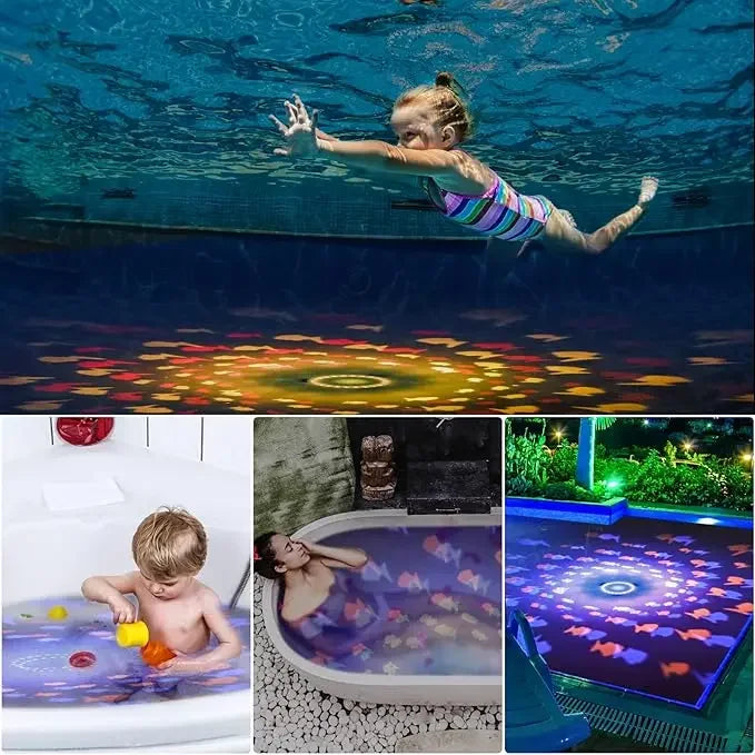 LumiWave GlowFish Oświetlenie do Wody – Kolorowe Oświetlenie do Wanny i Basenu z Projekcjami Rybek