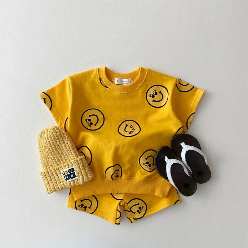 Wygodny Dziecięcy Zestaw Smiley – Miękki, Oddychający i Unisex Strój 0-5 Lat