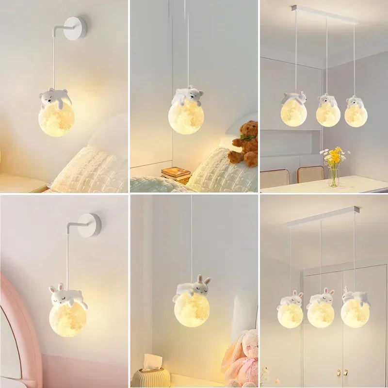 Lampa Wisząca do Pokoju Dziecięcego Miś lub Królik – Ciepłe Światło LED