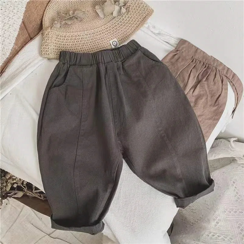 Rivano Kids FlexMove Spodnie Dziecięce – Luźne Bawełniane Spodnie z Elastyczną Talią dla Chłopców i Dziewczynek (Rozmiar 80–140)
