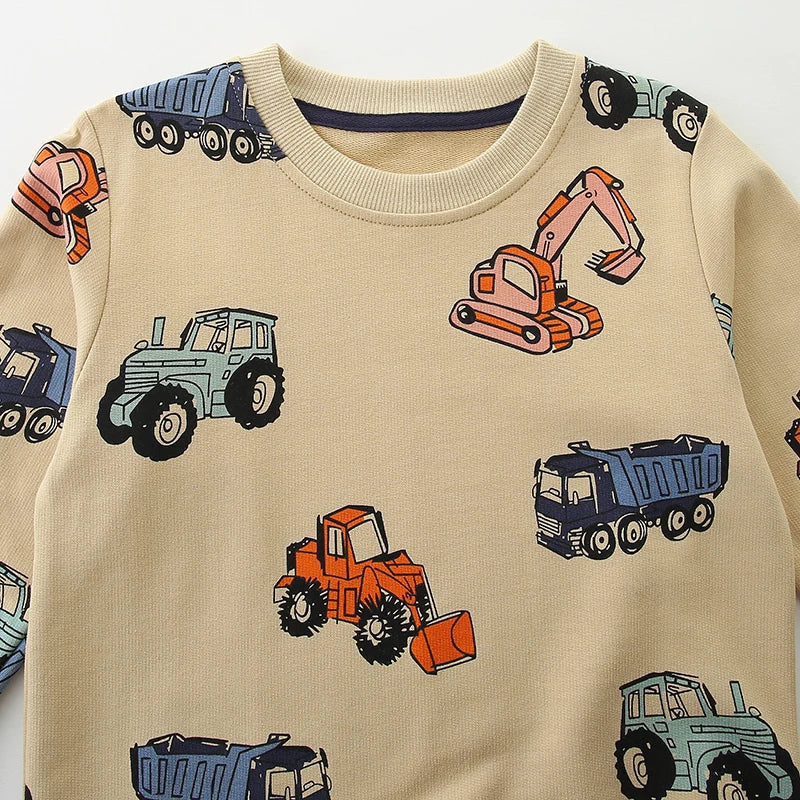 Kiddaroo RoadRover Bluza Dziecięca – Miękka Bawełniana Bluza z Nadrukiem Pojazdów dla Chłopców i Dziewczynek