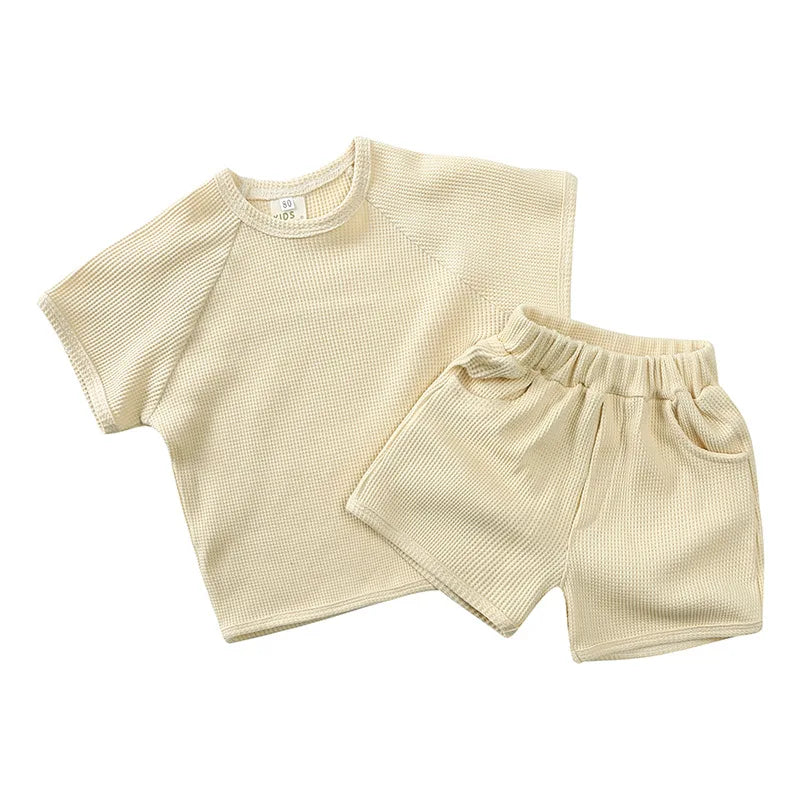 SunnySprout Ribbed Set – Oddychający Bawełniany Letni Komplet dla Aktywnych Niemowląt i Maluchów 0-9 L