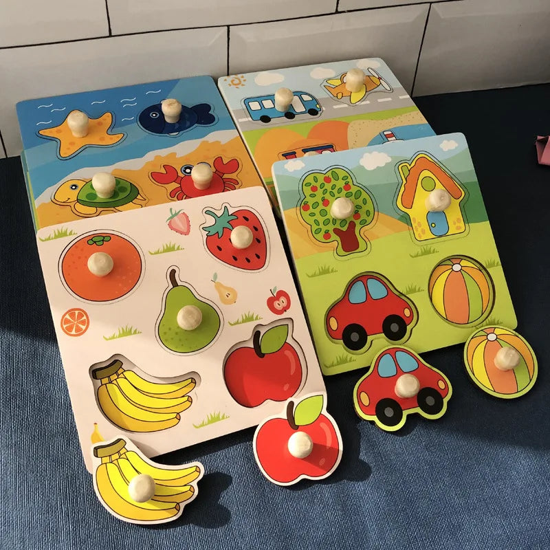 Drewniane Puzzle Owoce dla Maluchów – Zabawka Edukacyjna