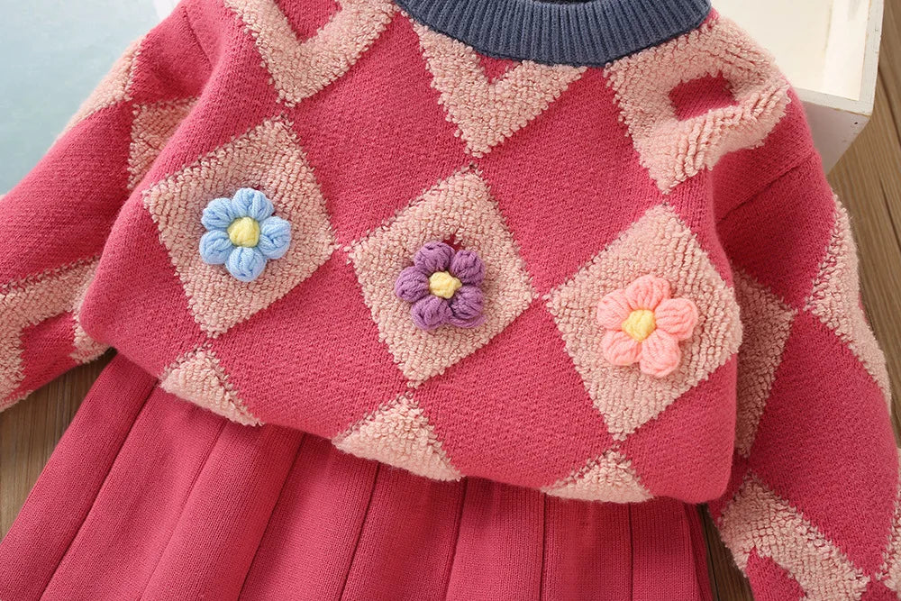 Lunavia AutumnBelle – Komplet Sweter i Spódnica dla Dziewczynki | Stylowy i Ciepły Jesienny Zestaw dla Maluchów